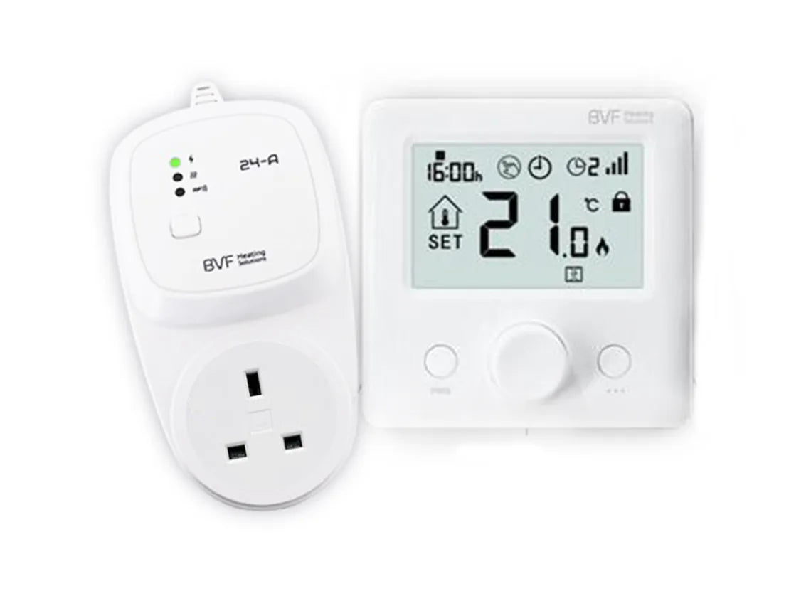 24-FA Wireless Radio Frequency Thermostat with Plug-In Receiver – Programmable Heating Control