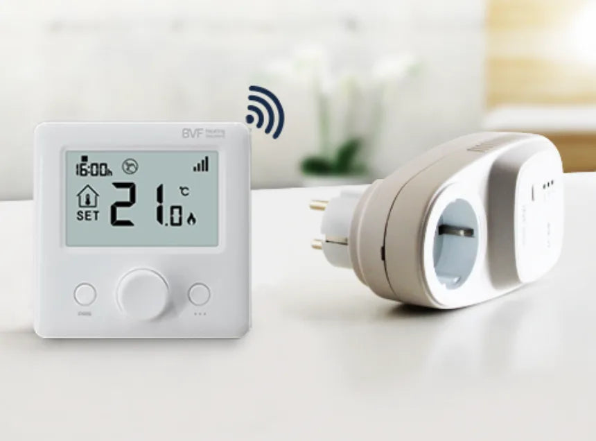 24-FA Wireless Radio Frequency Thermostat with Plug-In Receiver – Programmable Heating Control