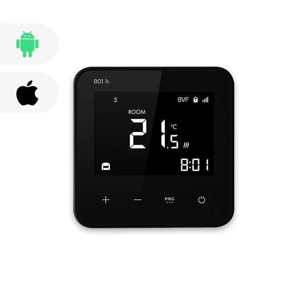801 Smart WiFi Thermostat – Premium Programmable Remote Heating Controller - Black