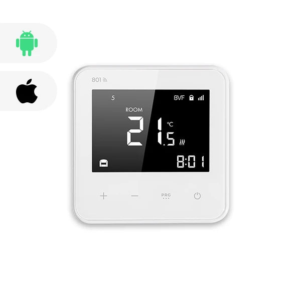 801 Smart WiFi Thermostat – Premium Programmable Remote Heating Controller - White