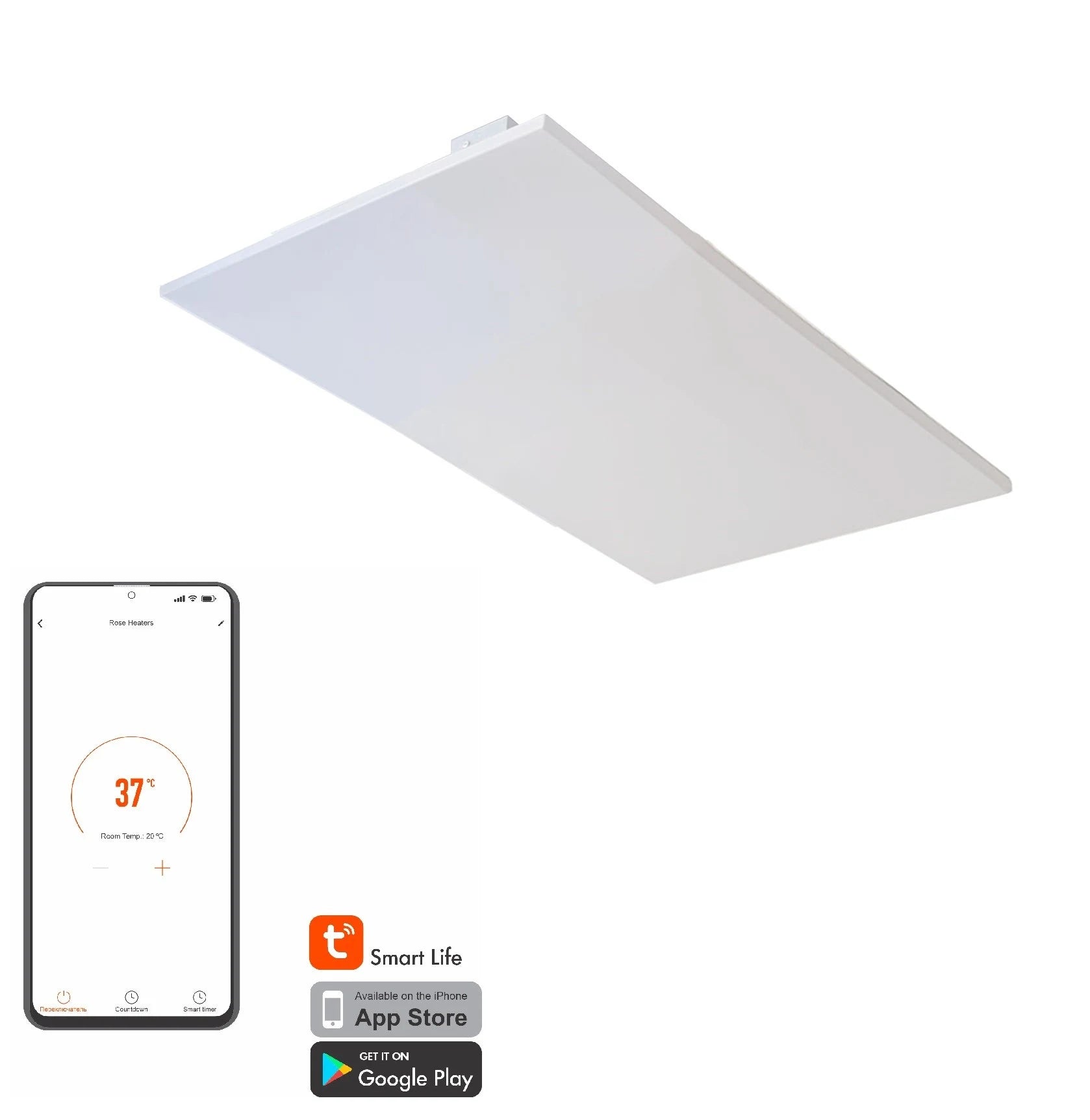Lotus Far Infrared Ceiling Heating Panel with Smart WiFi Thermostat & Remote – Ultra-Efficient & Slimline (350W–1000W)