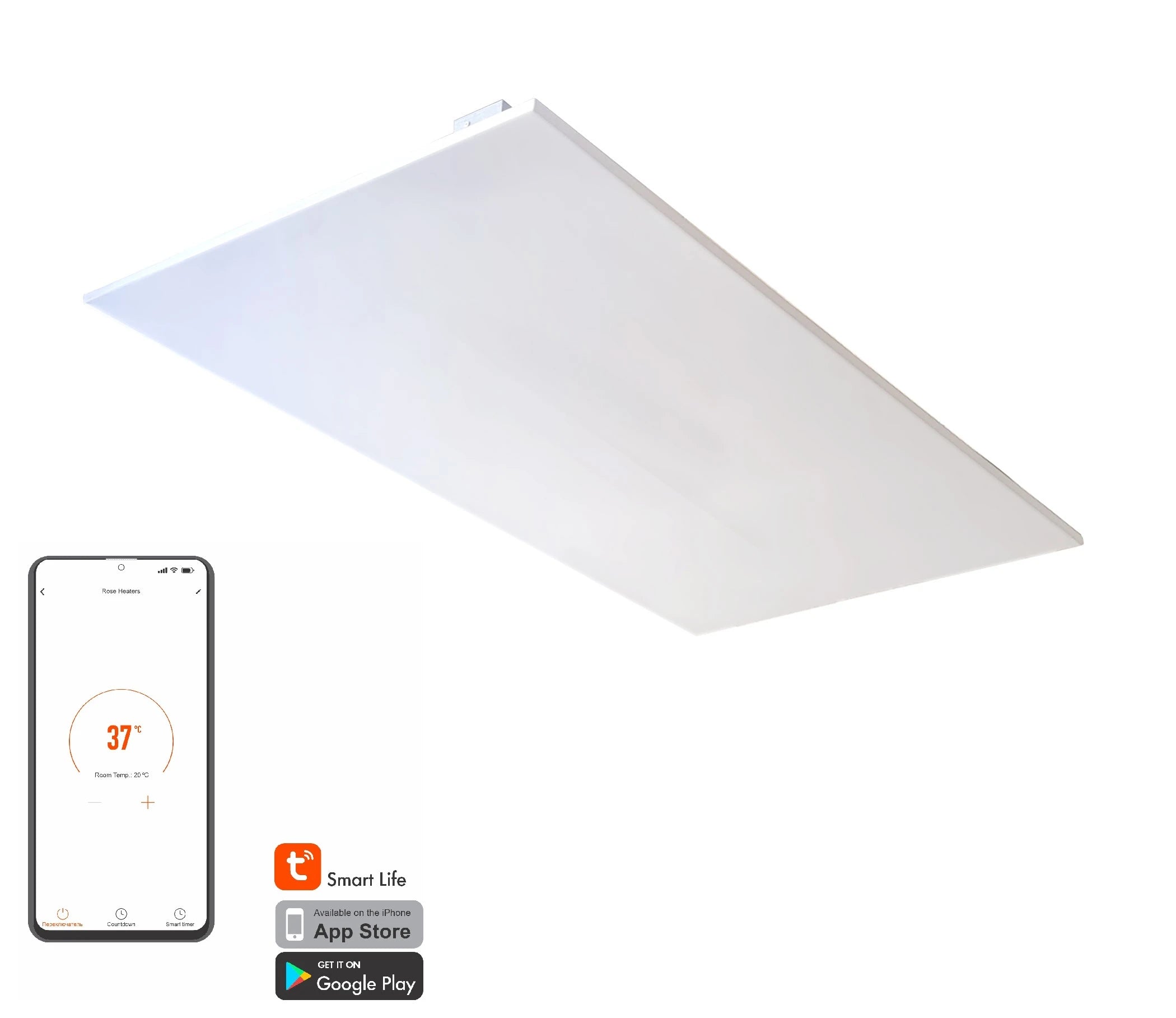 Lotus Far Infrared Ceiling Heating Panel with Smart WiFi Thermostat & Remote – Ultra-Efficient & Slimline (350W–1000W)